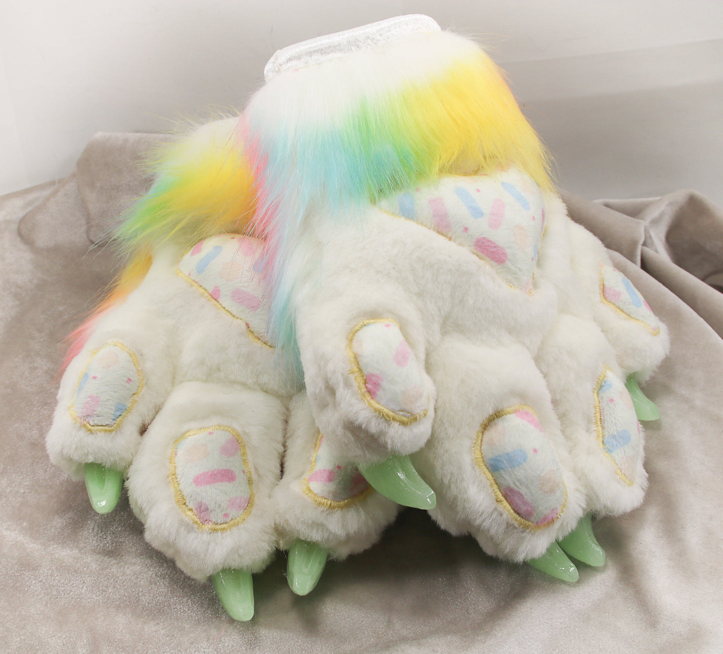 Soft Rainbow and White Faux Fur Kitten Set