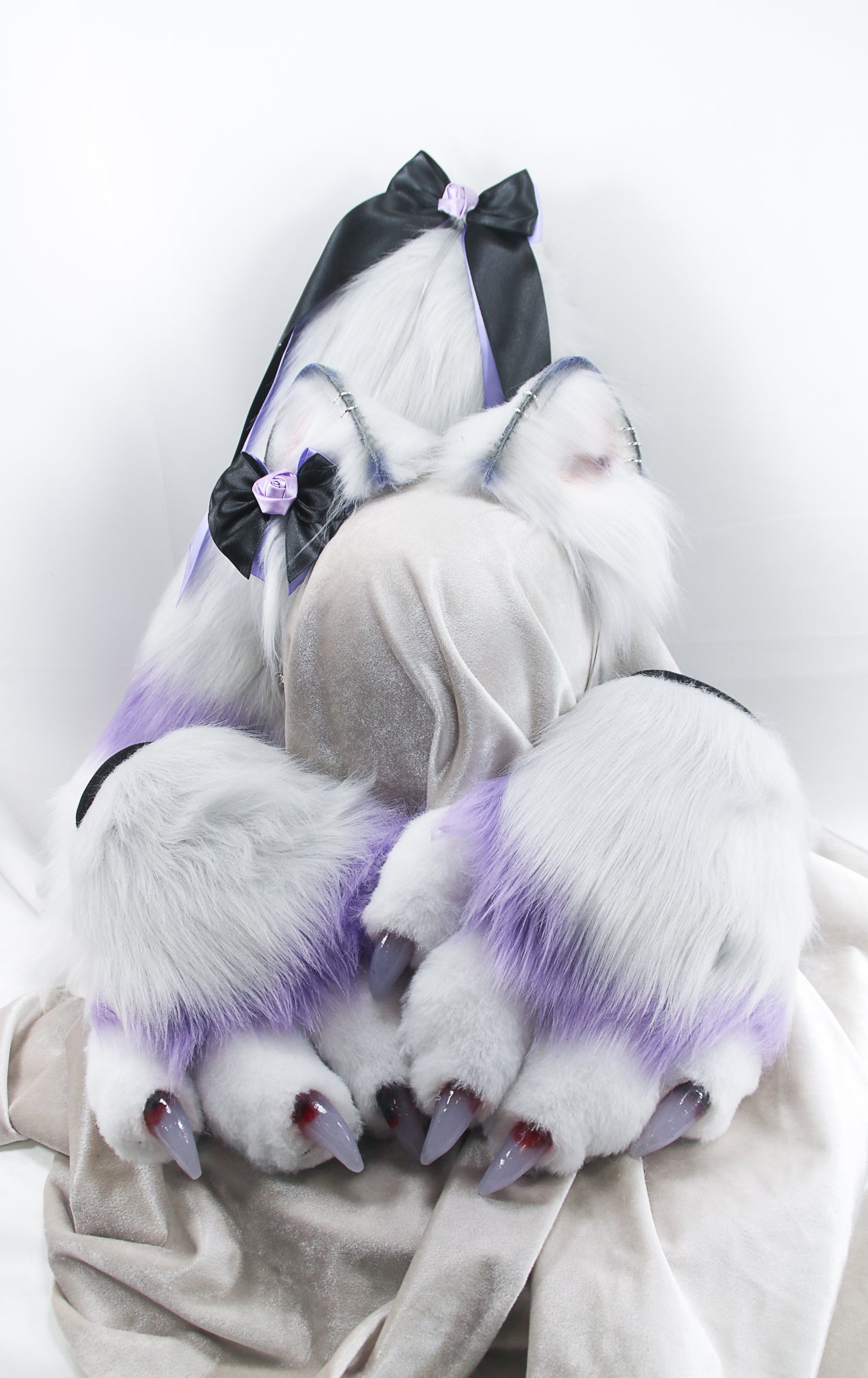 Grey, Lavender and White Faux Fur Kitten Set