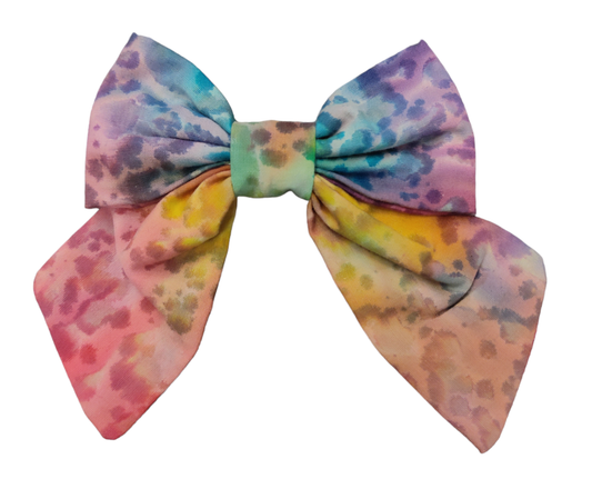 Tie Dyed Rainbow Hair Bow