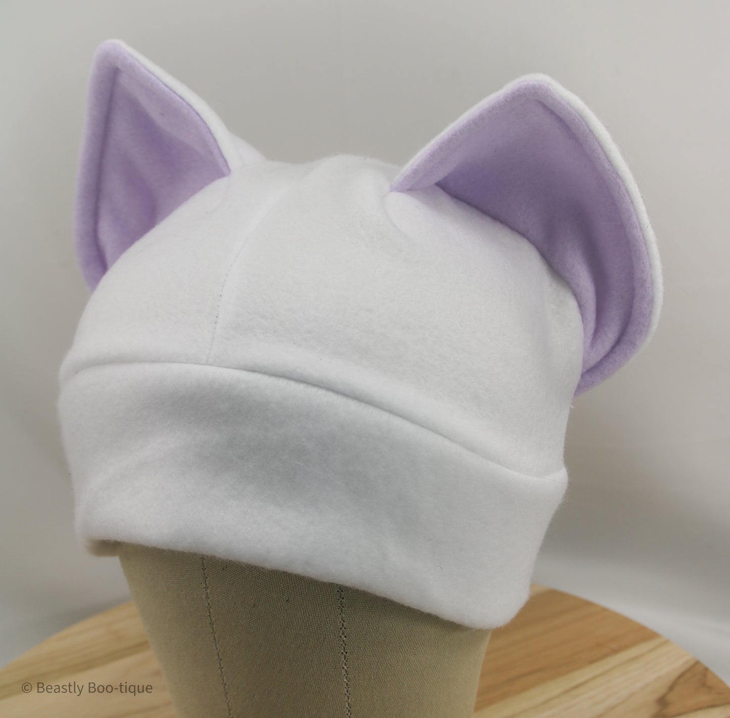 Lilac and White Cat Ear Hat