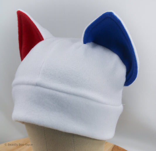 Blue, Red and White Cat Ear Hat
