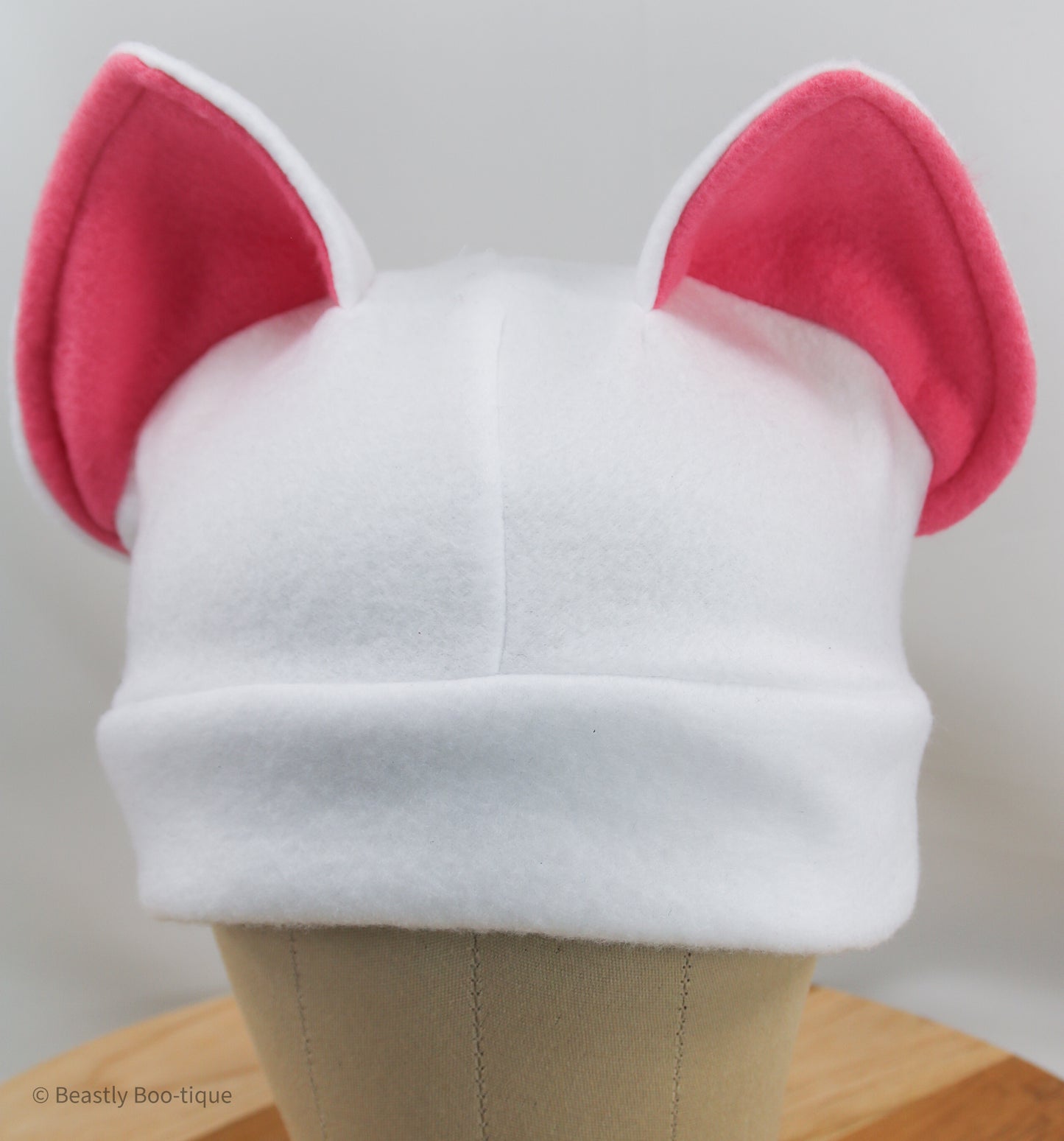 Pink and White Cat Ear Hat