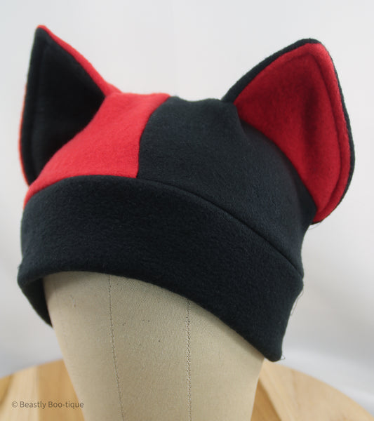 Red and Black Split Cat Ear Hat