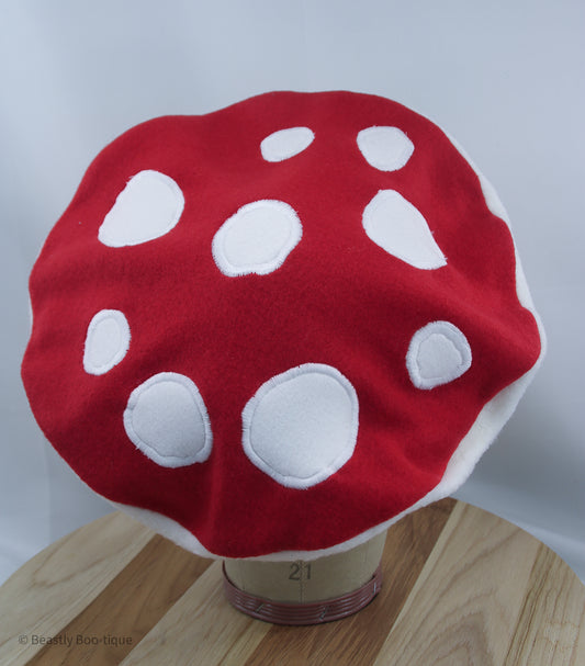 Red Mushroom Cap [No Bow], Mushroom Beret Hat