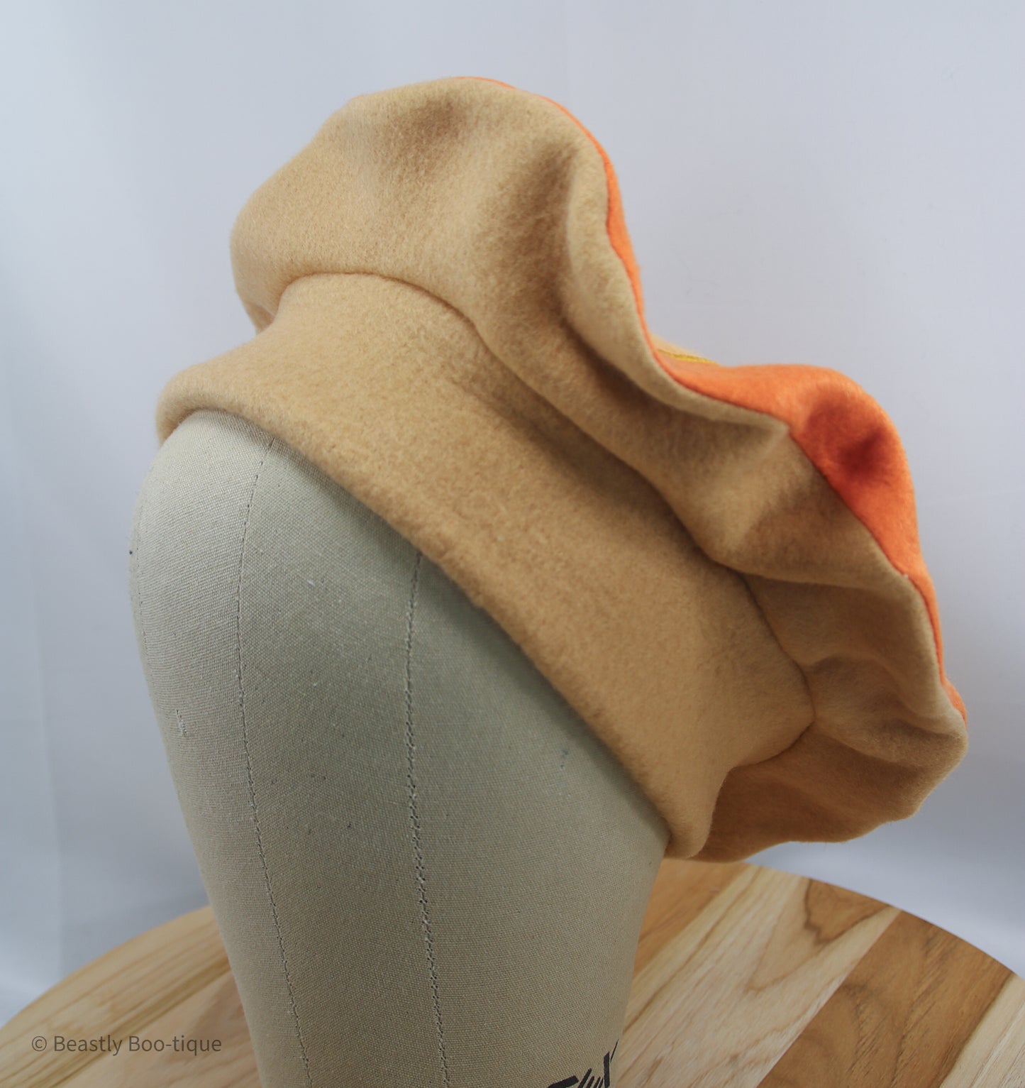 Fall Orange Mushroom Cap [No Bow], Mushroom Beret Hat