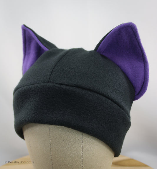Purple and Black Cat Ear Hat