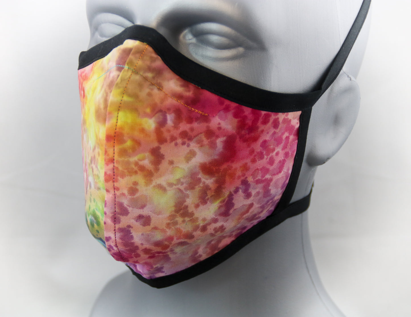 Rainbow Tie Dye Fitted Fashion Face Mask with Ties